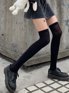 夜间教习室黑色过膝袜女款春款天鹅绒袜子女长筒白色jk大腿白丝袜