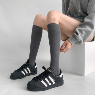 百搭中筒袜 春款 夜间教习室灰色小腿袜女夏薄款 日系jk堆堆袜子女款