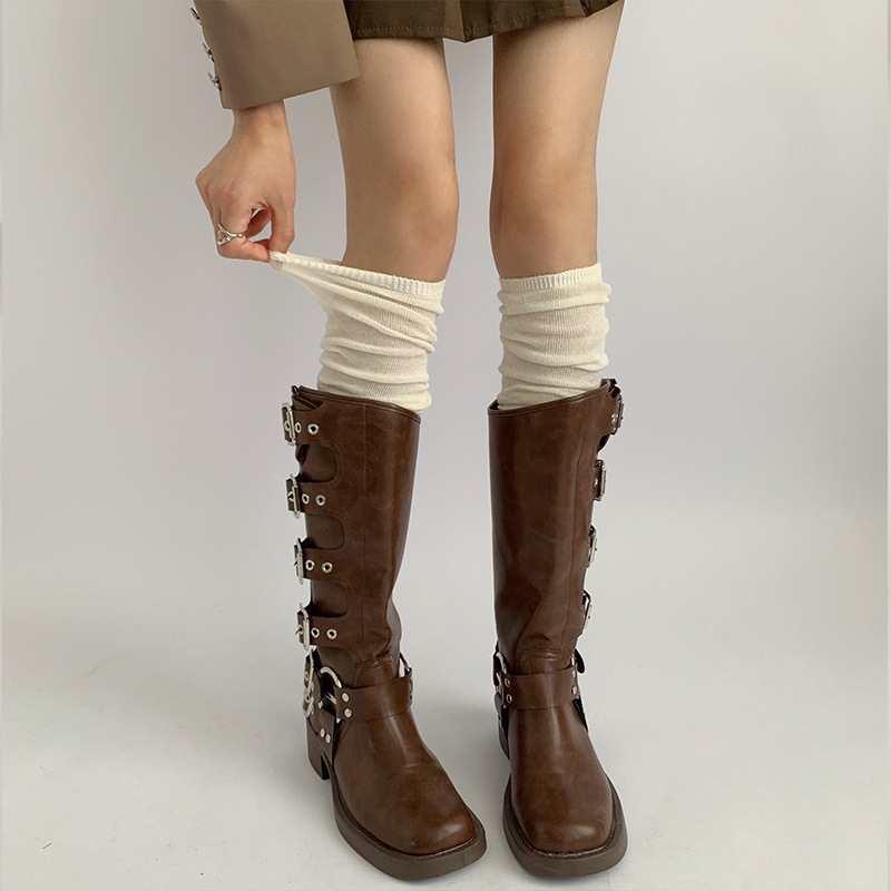 夜间教习室靴袜女白色美拉德袜子