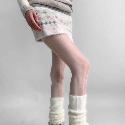 夜间教习室白色丝袜春季设计感蕾丝连裤袜女超薄菱格白丝光腿神器