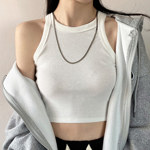 内搭无袖 夜间教习室吊带背心纯欲外穿感辣妹夏季 打底上衣 清仓