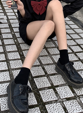 袜子女春秋款中筒夏季薄款潮ins短袜白色棉jk学院风黑色配皮鞋