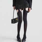 夜间教习室一体式 天鹅绒黑色长筒丝袜性感过膝白丝 吊带袜女夏薄款