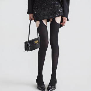 夜间教习室一体式 天鹅绒黑色长筒丝袜性感过膝白丝 吊带袜女夏薄款