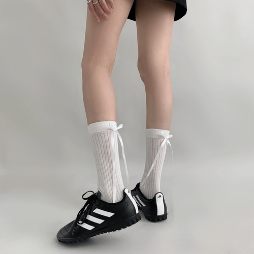 夏季薄款蝴蝶结长筒袜女