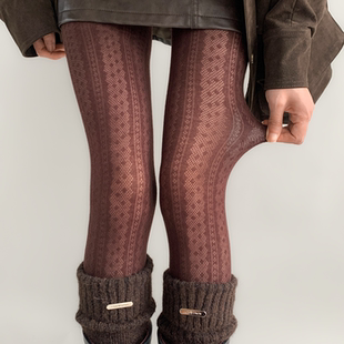 配靴子 镂空竖纹简约百搭外穿打底裤 夜间教习室白色连裤 袜女春秋款