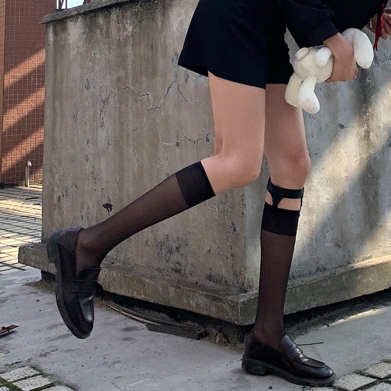 朋克黑色制服袜夹夏天半筒腿环图片