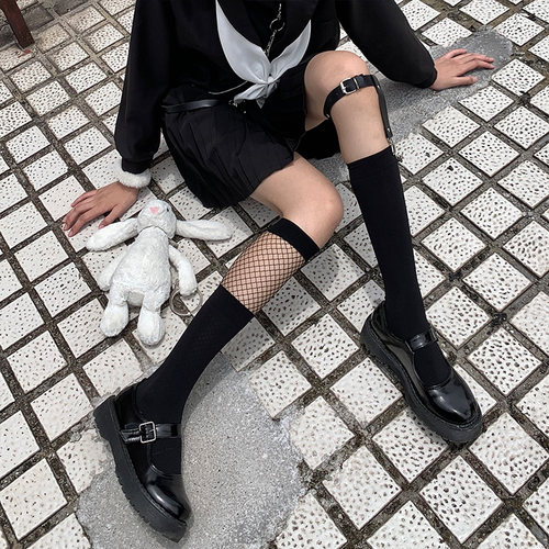 黑色长筒夏季薄款ins潮风小腿袜