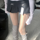 夜间教习室竖条纹丝袜女夏季薄款不掉档美腿白色连裤袜子性感白丝