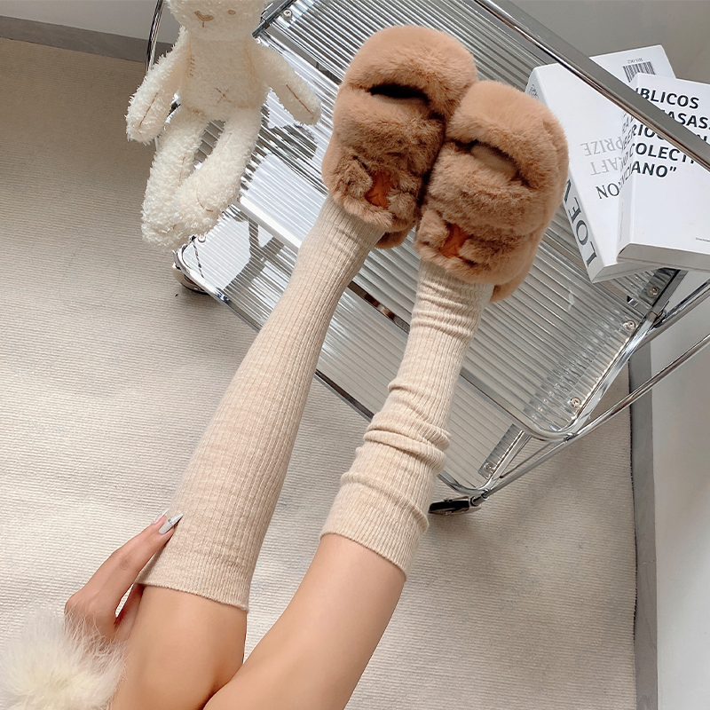 夜间教习室针织坑条过膝