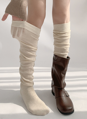 夜间教习室白色堆堆袜女春季长袜美拉德jk小腿袜子女长筒袜过膝袜