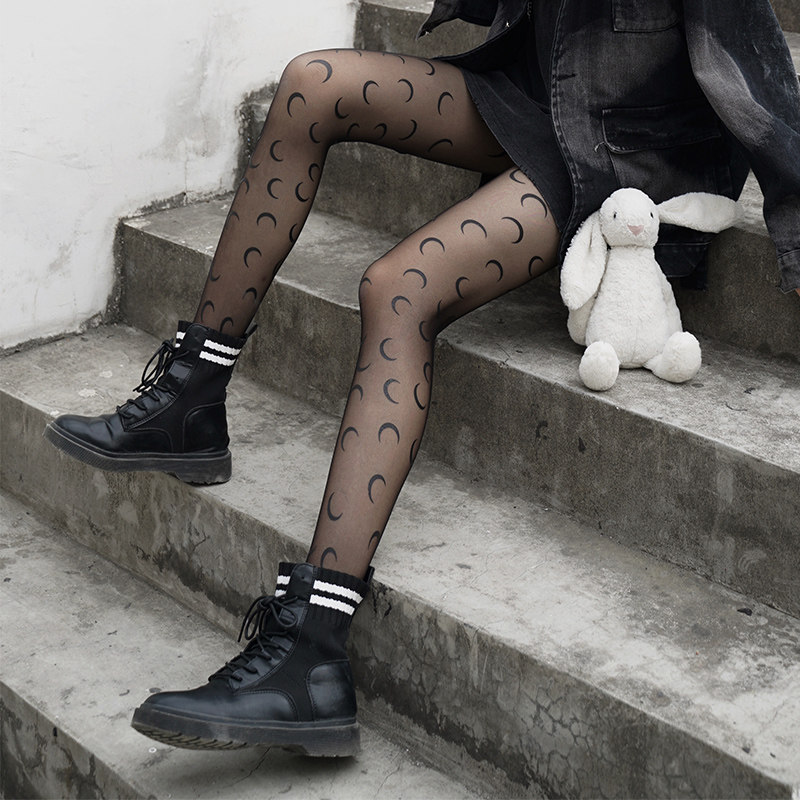 【清仓】夜间教习室黑色丝袜潮月亮印花黑丝连裤袜长筒袜子女秋,女士内衣/男士内衣/家居服,连裤袜/打底袜,淘宝优惠券,粉丝福利购,淘宝优惠卷