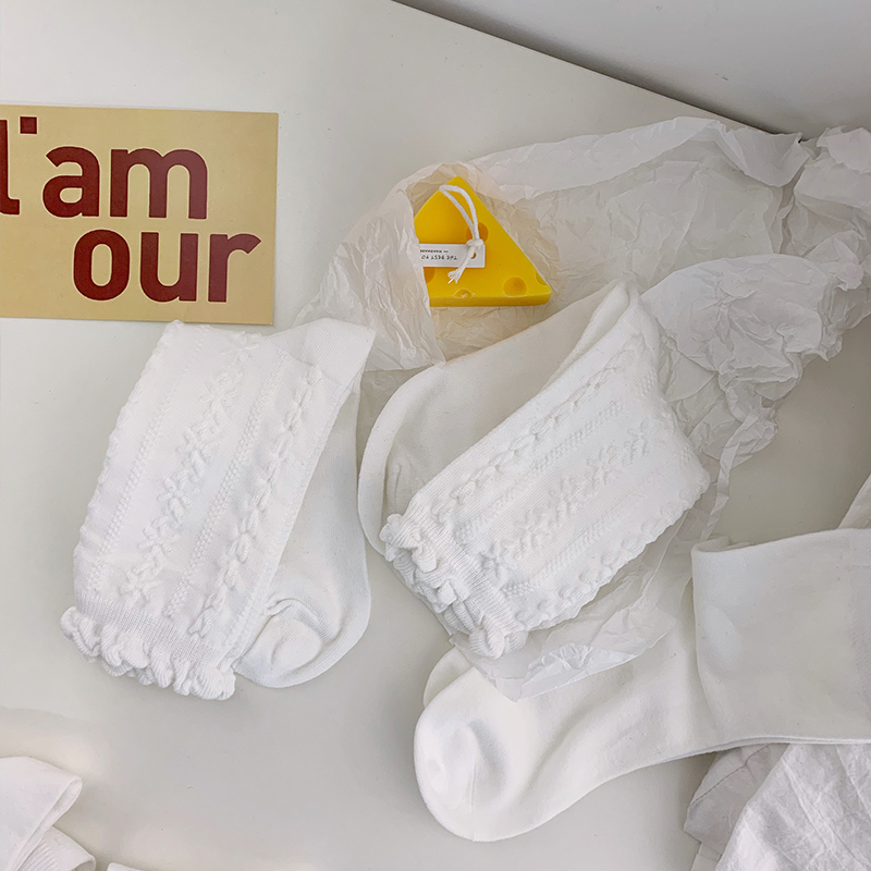 袜子女jk制服白色百搭花边袜