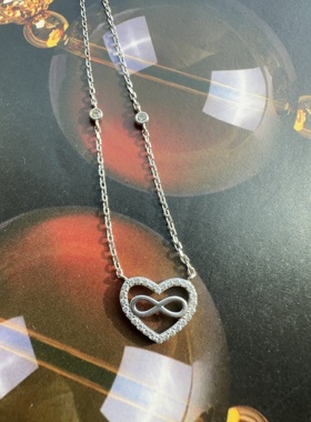伦敦买回，925银镶钻爱心一体链送女友送闺蜜礼物，长43.5+3cm