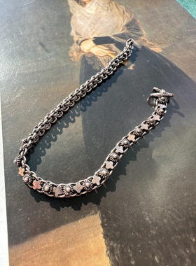 伦敦买回，古董925银炸珠四叶草手链精美典雅，长19cm重9.5克