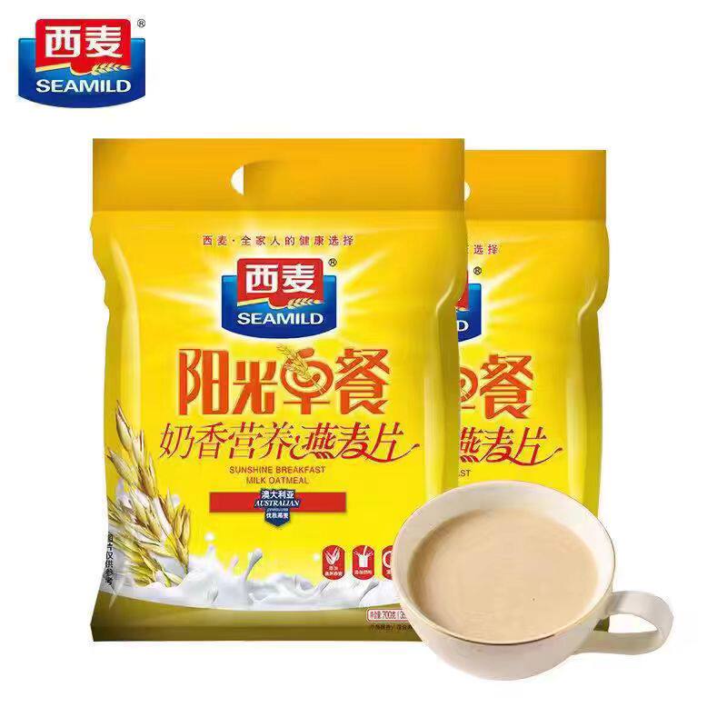 西麦阳光早餐奶香营养燕麦片700g即食冲饮甜味牛奶免煮独立小包装