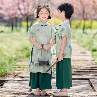 正品男女童装唐装汉代中风风古装新中国幼儿表园服装学生国朗诵合