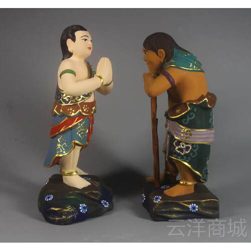 正品不动明王二童 如子佛木像工艺品雕真法言宗唐密佛像