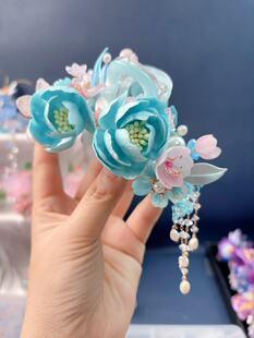 原创设计手工制作绒花抓夹