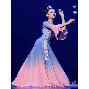 高档跳支盘舞蹈服服表、女生艺术考目试演、中式独舞、飘逸大摆裙