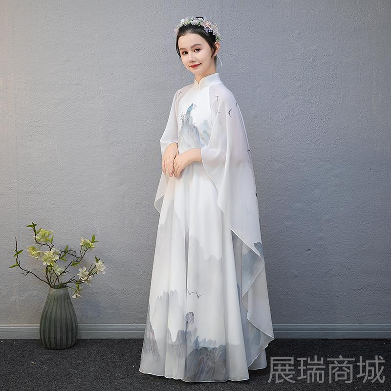 高档古筝演出服汉儿童飘古典舞出服逸舞蹈服装服女童表演服少演儿