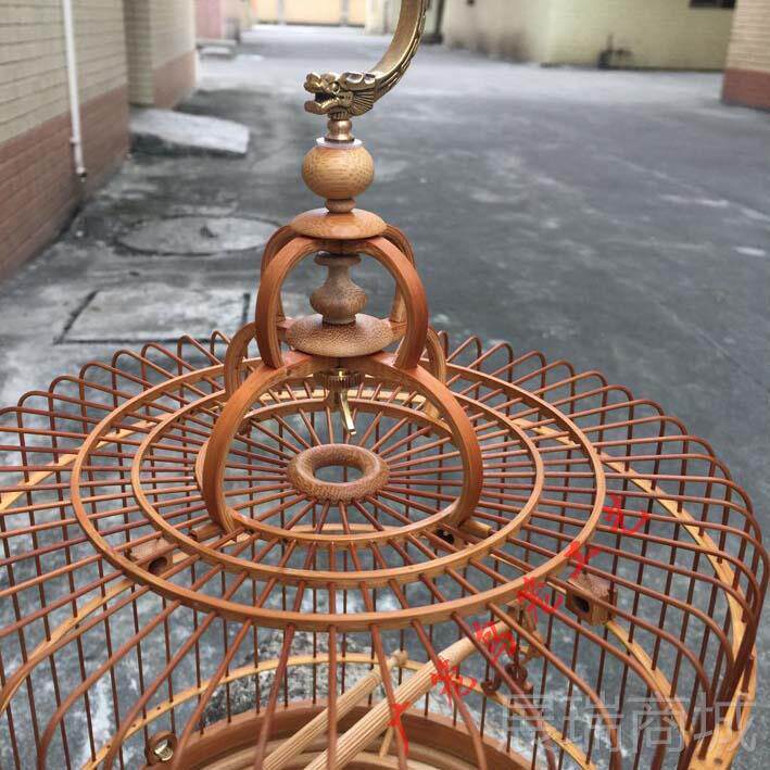 高档老黑白鸟绣眼 竹波笼将 军膀留金青 竹制圆笼 青 广式清远鸟