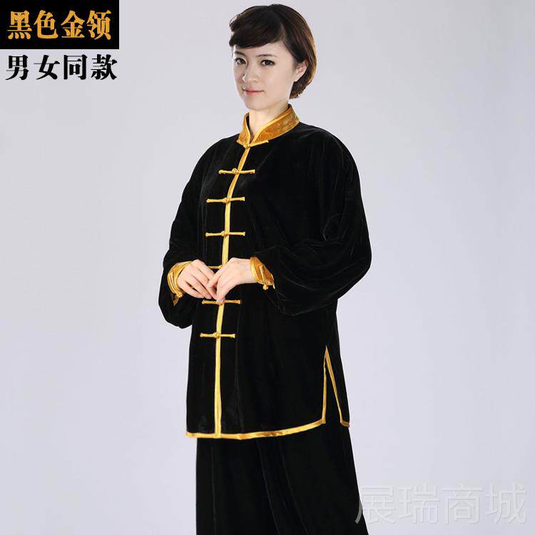 高档秋韩冬双层金丝绒太极女加练绒服加厚保暖功服男款南绒太极拳