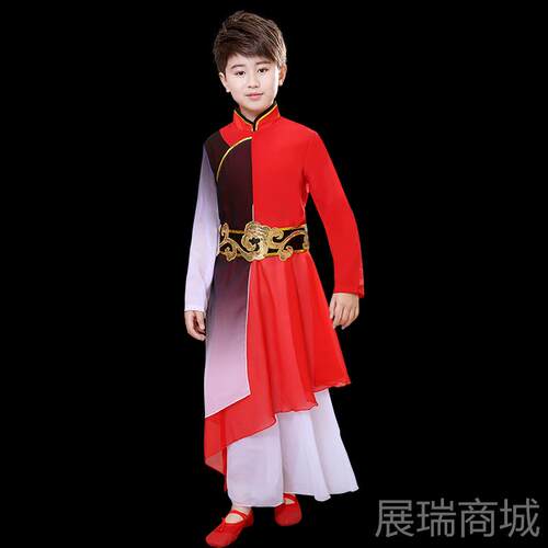 高档少新款中好少年舞蹈国服年演出服儿童书简舞群舞剑志舞扇子舞