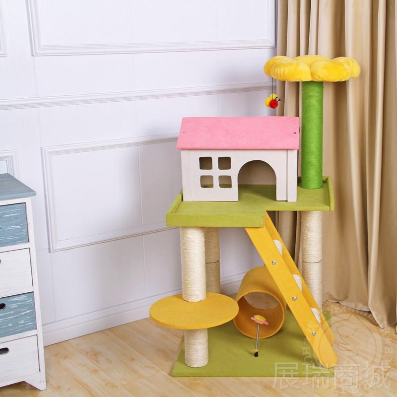 高档现货凯瑞剑小房猫爬架喵屋麻柱猫窝树猫猫抓板别墅子磨爪猫玩