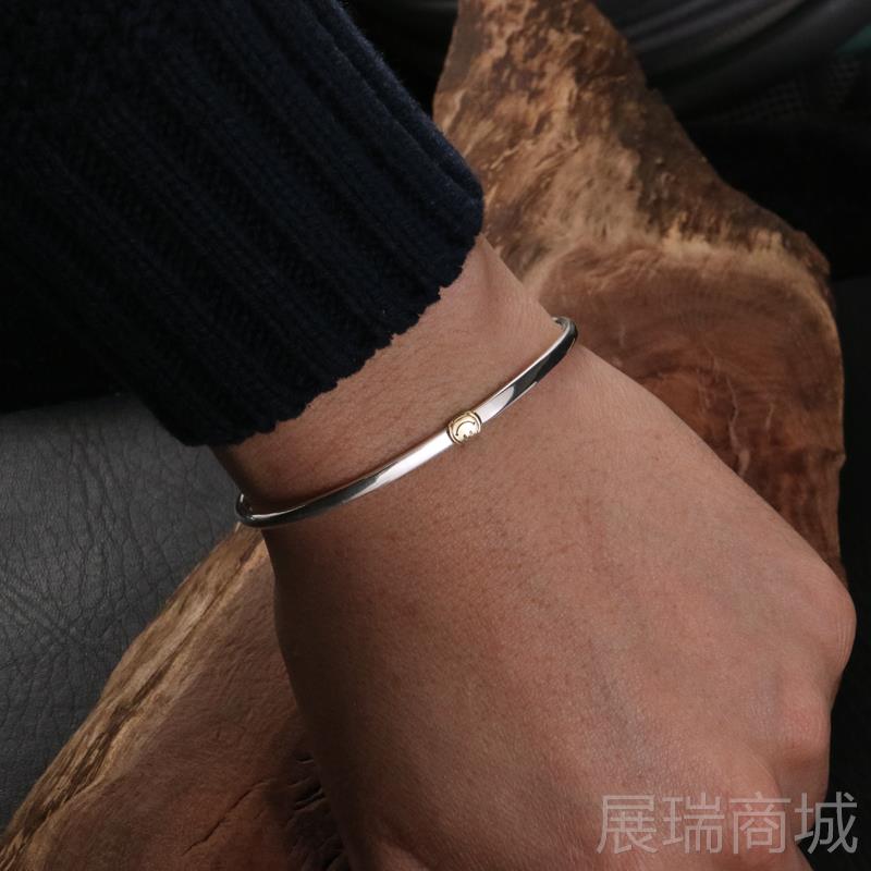 高档amp纯 Japan涅经典盘笑脸手镯男女25银细款开9口情侣手链手环