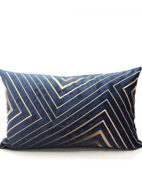 高档蓝色合抱样枕靠垫藏青色枕沙发靠板房床品组装饰抱枕腰枕刺绣