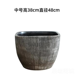 高档仿石鱼缸瓷大号陶缸客盆厅落地摆件家用鱼造景荷花缸方形养鱼