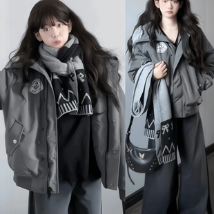 工装派克棉服女2025新款冬季棉衣大毛领棉袄加厚情侣韩系冬装外套