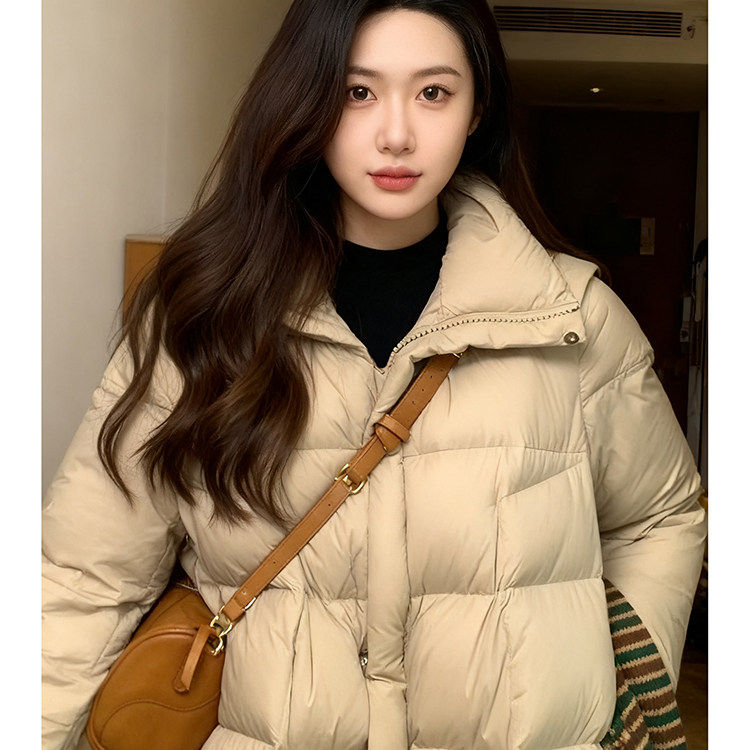 韩系高级感中长款羽绒棉服女冬季巨好看的加厚保暖宽松面包服外套