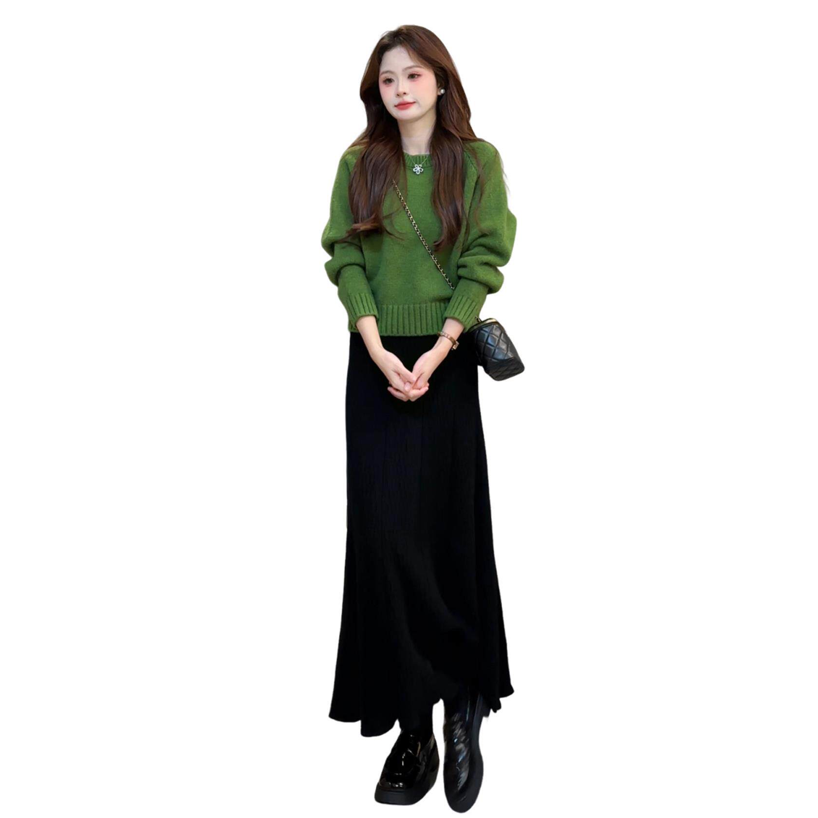 白色毛衣连衣裙子女2025新款巨好看小个子秋冬季韩系穿搭一整套装