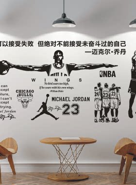 迈克尔乔丹墙贴纸画篮球文化墙