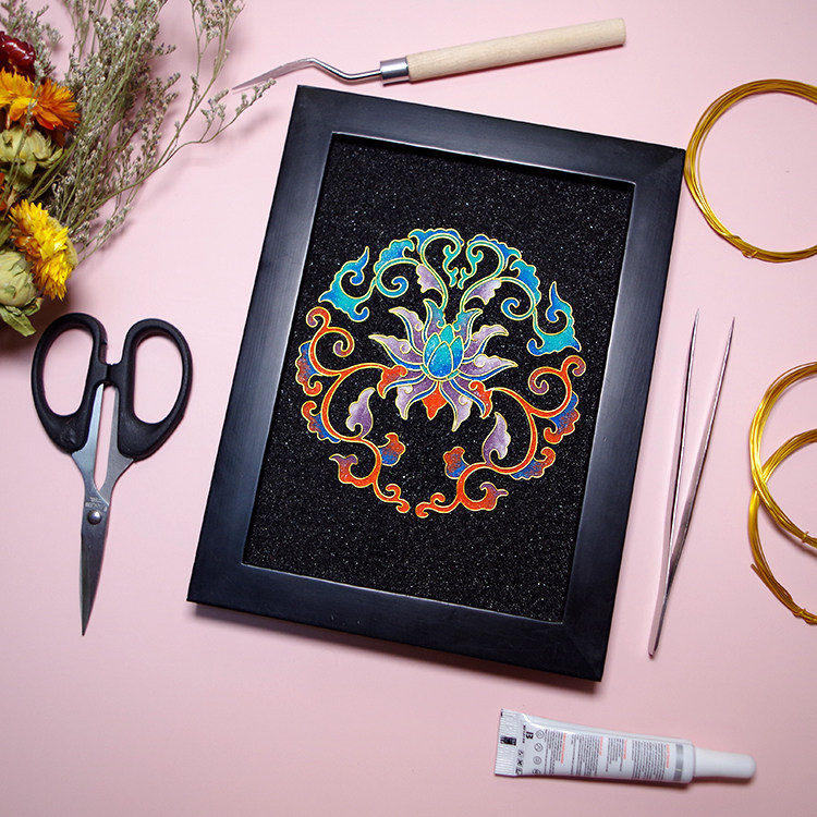 Cloisonne painting diy Material package Lotus embroidered ball pattern Traditional Chinese style Intangibleheritage handicraft Beginner Cloisonnein the Arts and crafts , Folk arts and crafts Features , Cloisonne  category - from Buy2taobao.com to provide professional Taobao agent buy service