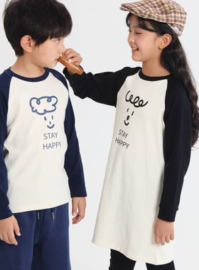 2024丘棠秋季新款中大童可爱插肩长裙q243120