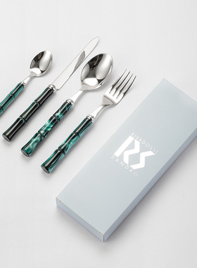 意大利进口刀叉餐具Rivadossi轻奢高端创意不锈钢西餐竹节勺礼品