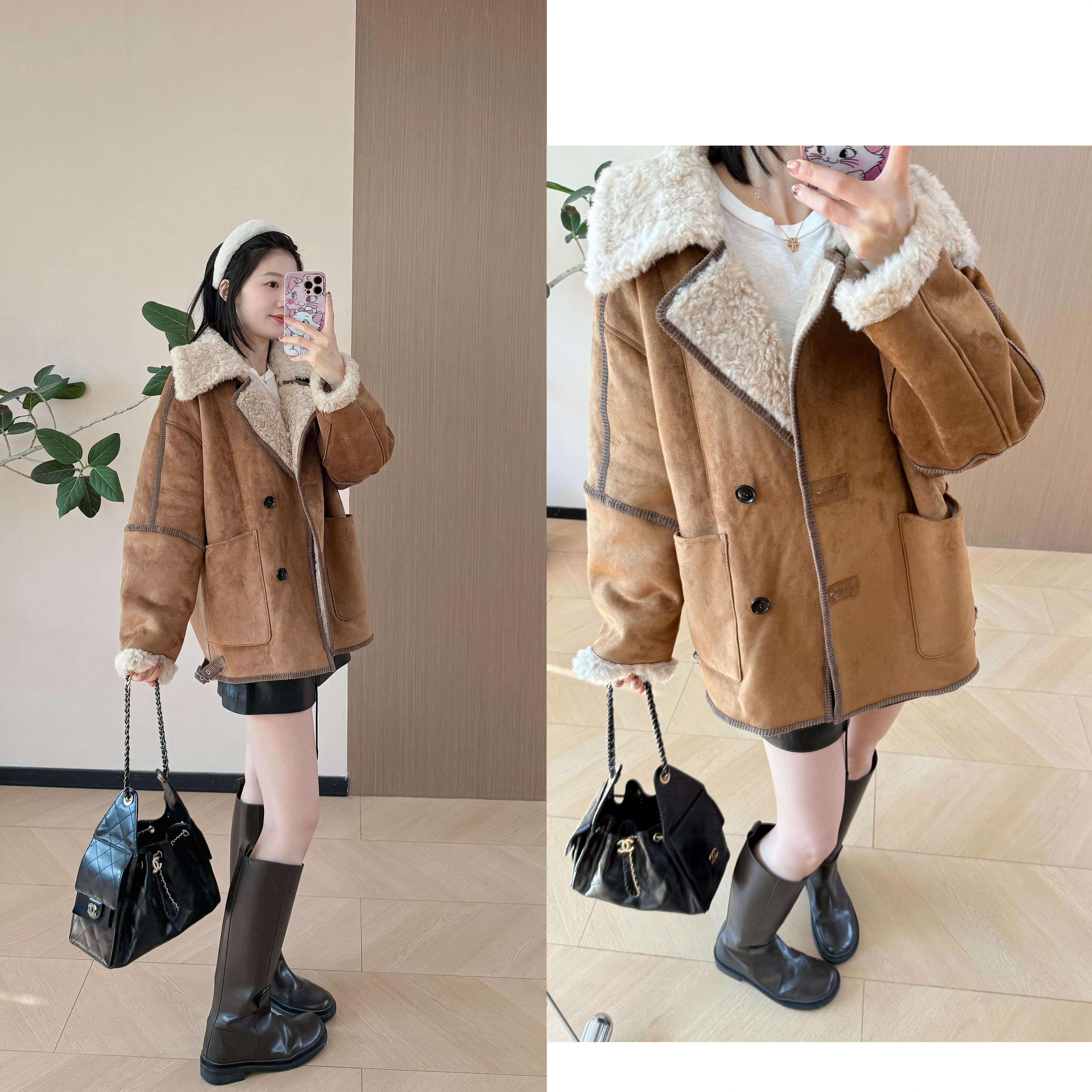 秀款！怒推！王子文同款 1ro环保皮毛一体外套