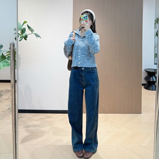 市场唯一zp！ eds1980羊绒混纺花纱开衫+ic意大利经典版型牛仔裤