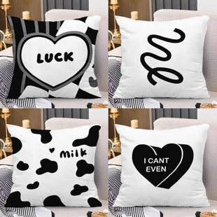 新款黑白几何简约抱枕套客厅沙发护腰办公室床头靠枕ins抱枕定制