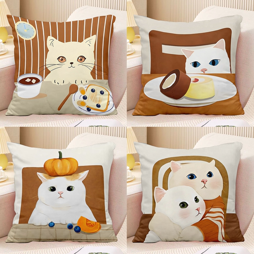 北欧轻奢线条几何抱枕简约橙色花卉枕套灰色沙发咕臣民宿猫咪靠垫
