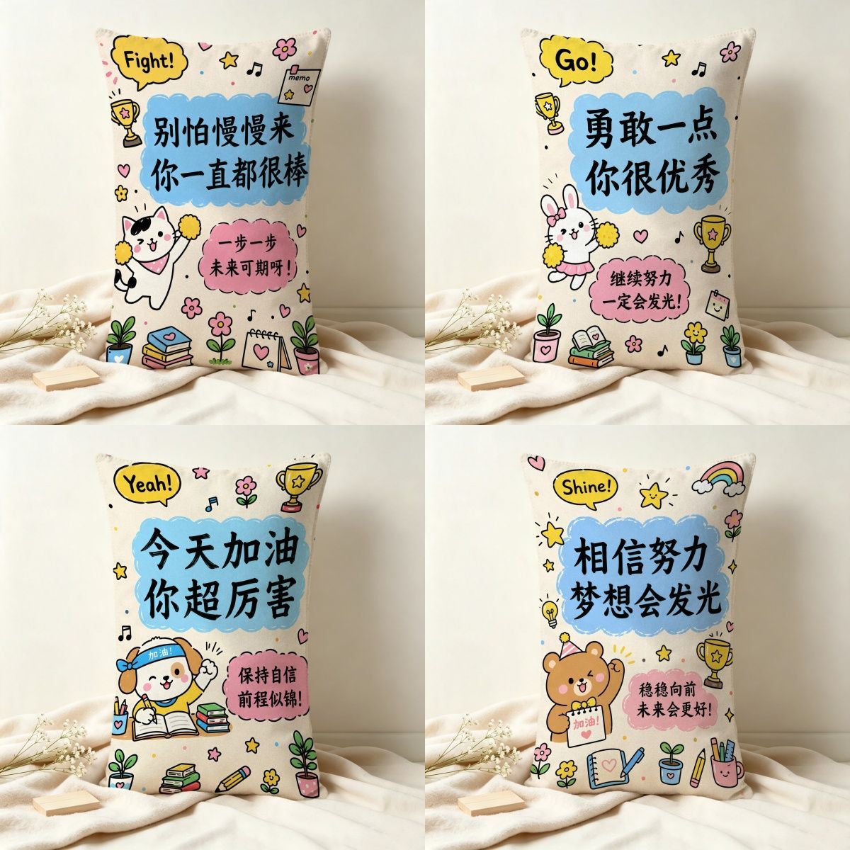 创意励志文字抱枕客厅沙发靠枕办公室护腰午睡可拆洗靠垫枕套