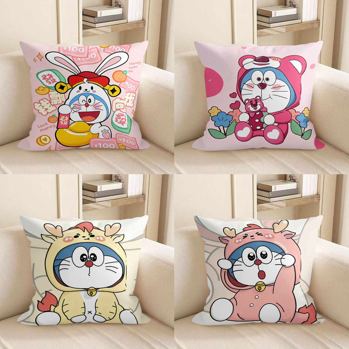 哆啦A梦抱枕儿童房可爱蓝胖子靠枕宿舍床头靠背垫办公室午睡趴枕