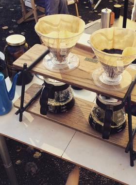 日本手工制进口INOUT户外吧台野餐便携式双孔手冲咖啡架台中古风