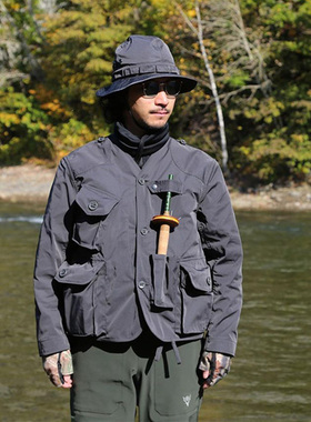 钓鱼服饰SOUTH2WEST8路亚日系潮牌多口袋工装夹克无领外套天展钓