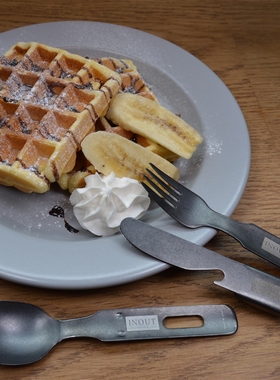 INOUT原装不锈钢精致复古户外露营餐具便携多功能刀叉勺日本生产