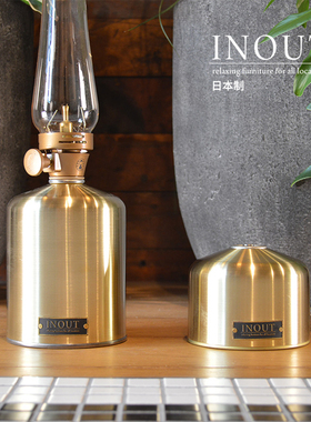 日本产进口INOUT原装黄铜复古中古风户外露营气罐套丙烷丁烷气灯