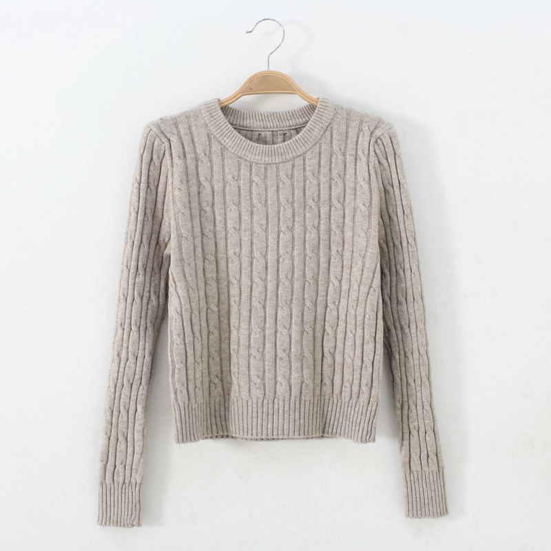 高腰短款圆领秋冬打底套头毛衣